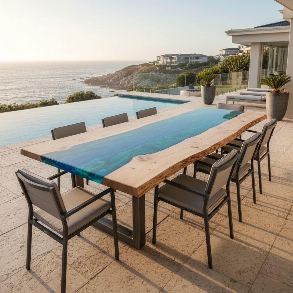 8 Seater Pine & Resin Dining Table